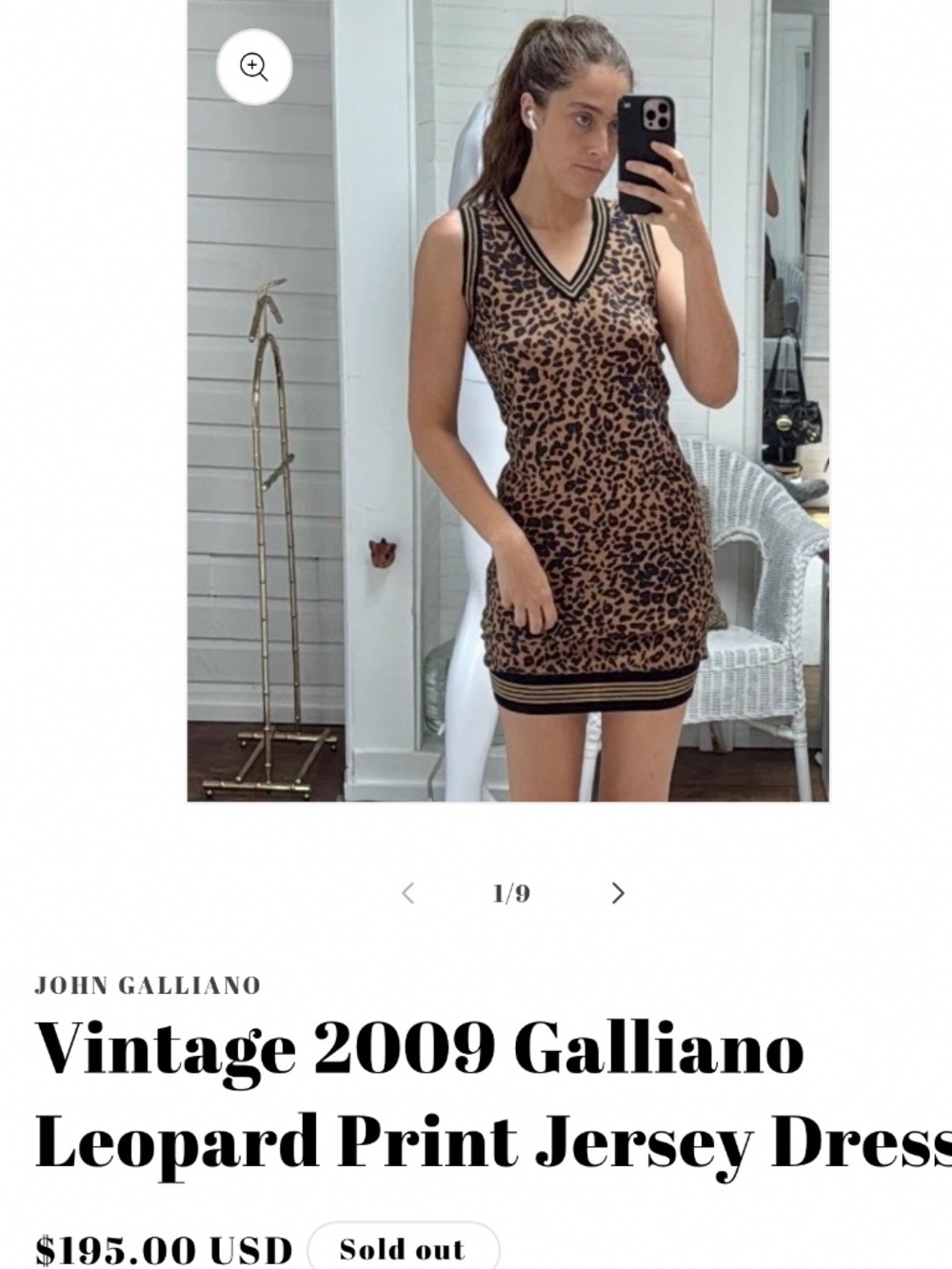 Vintage 2009 Galliano Leopard Print Jersey Dress.